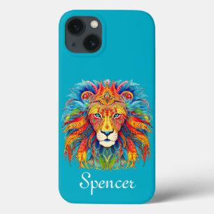 Majestic Tribal Lion with Custom Name iPhone 13 Case