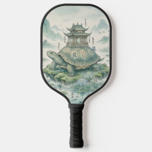 Majestic Turtle Pagoda Ink Art Pickleball Paddle