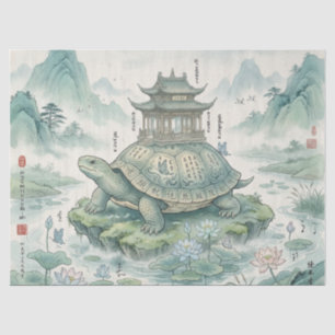 Majestic Turtle Pagoda Ink Art Tissue Paper