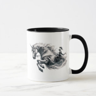 Majestic unicorn and knight in armor. mug