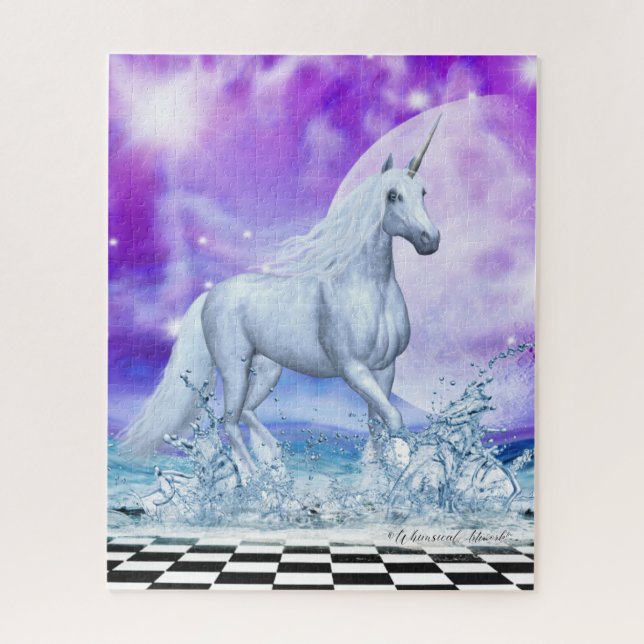 Majestic Unicorn Dancing in the Water Jigsaw Puzzle (Vertical)