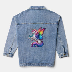 Majestic Unicorn With Rainbow Wings Denim Jacket