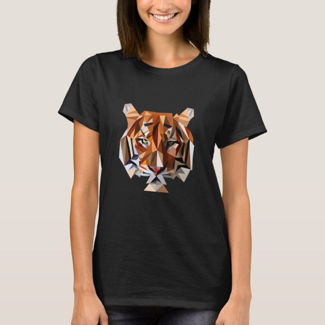Majestic Vector Tiger Head with Cool Artwork T-Shirt (Front)