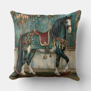 Majestic Victorian Christmas Horse Cushion