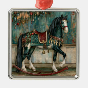 Majestic Victorian Christmas Horse Metal Ornament