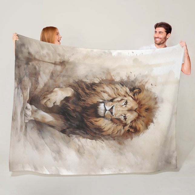 Majestic Walking Lion Fleece Blanket (In Situ)