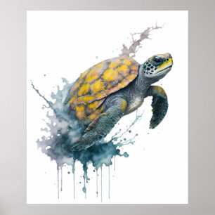 Majestic Wanderer - Watercolor Turtle Poster