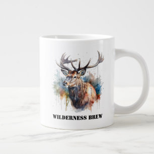 Majestic Watercolor Elk Portrait, custom Large Coffee Mug