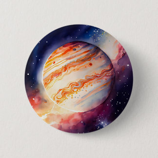 Majestic Watercolor Jupiter Art 6 Cm Round Badge