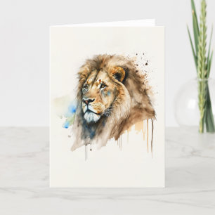 Majestic Watercolor Lion Note Card