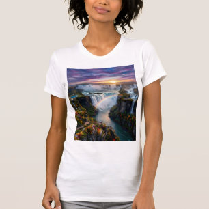 Majestic Waterfall and Radiant Rainbow Women T-Shi T-Shirt