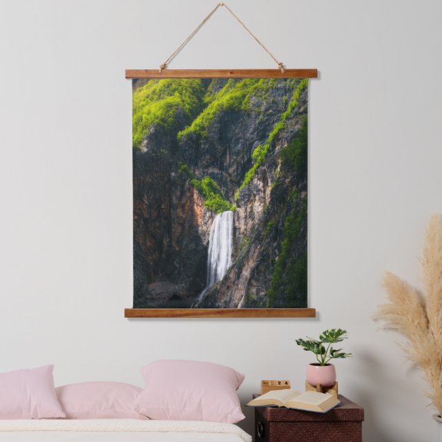 Majestic waterfall Boka in spring glory Hanging Tapestry (Bedroom)