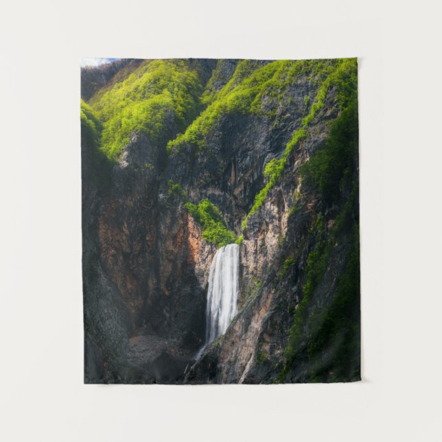 Majestic waterfall Boka in spring glory Tapestry (Front)