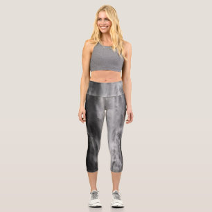 Majestic waterfall Boka, Slovenia black white Capri Leggings