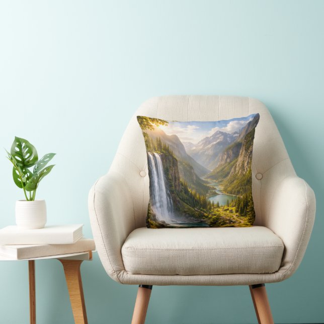 Majestic Waterfall Valley  Cushion (Chair)