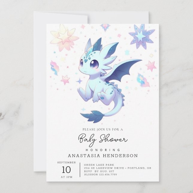 Majestic Whimsical Dragon Baby Shower Invitation (Front)