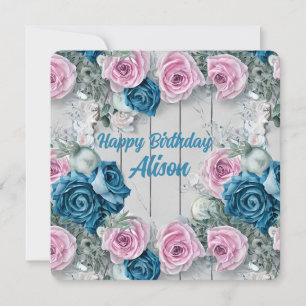 Majestic White Brick Shabby Nautica Pale Pink Holiday Card