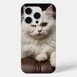 Majestic white cat iPhone 15 pro case