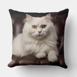 Majestic white cat cushion