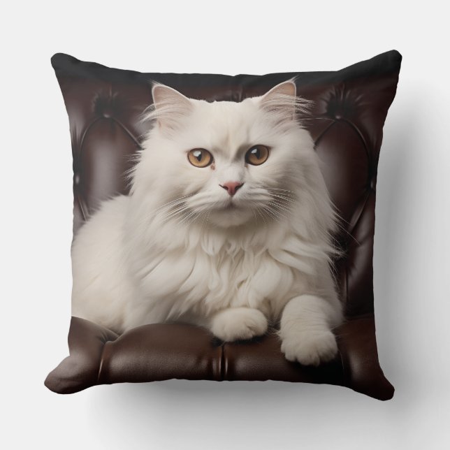 Majestic white cat cushion (Front)