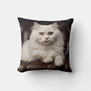 Majestic white cat cushion