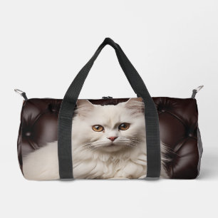 Majestic white cat duffle bag