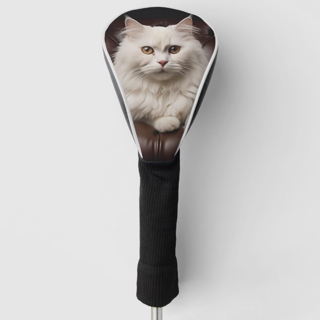 Majestic white cat golf head cover (Front)