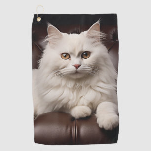 Majestic white cat golf towel