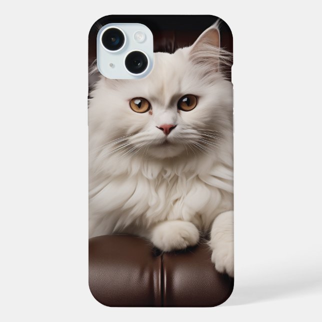 Majestic white cat iPhone case (Back)