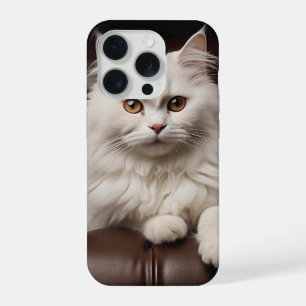 Majestic white cat iPhone 15 pro case