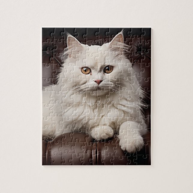 Majestic white cat jigsaw puzzle (Vertical)