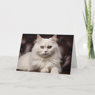 Majestic white cat note card