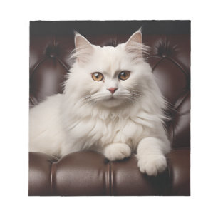 Majestic white cat notepad