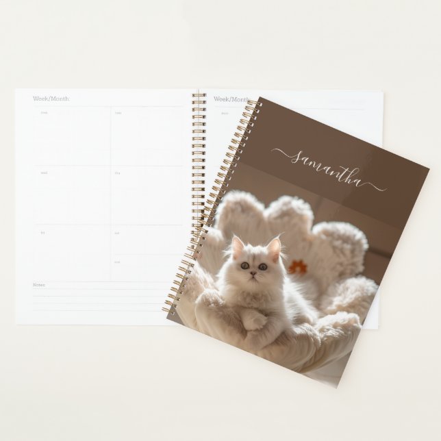 Majestic white cat planner (Display)