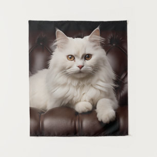Majestic white cat tapestry