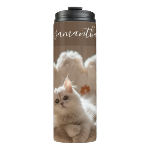 Majestic white cat thermal tumbler
