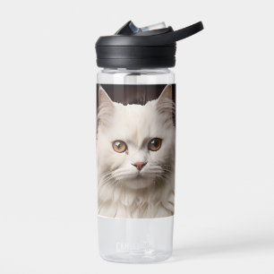 Majestic white cat water bottle