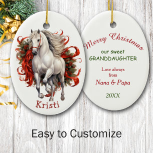 Majestic White Horse Kids Christmas Ceramic Ornament