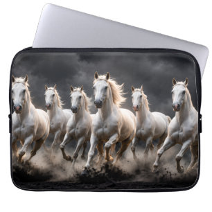 Majestic White Horses Running Laptop Sleeve