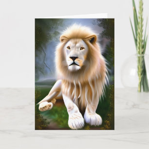 Majestic White Lion Ethereal Art Card