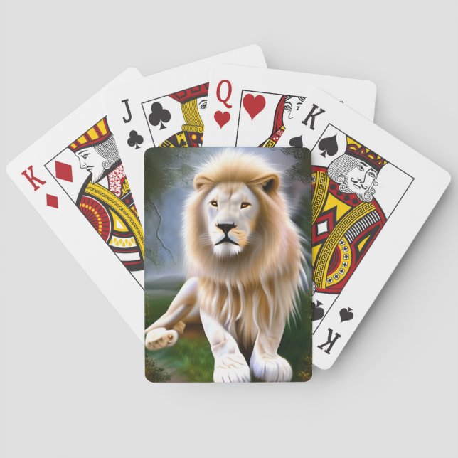 Majestic White Lion Ethereal Art Playing Cards (Back)