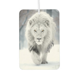 Majestic White Lion in Winter Wonderland Design Car Air Freshener