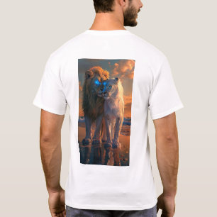 Majestic White Lion with Blue Eyes and Dark Aura T T-Shirt