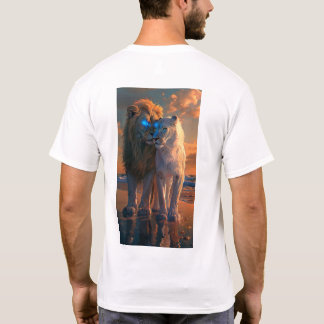 Majestic White Lion with Blue Eyes and Dark Aura T T-Shirt