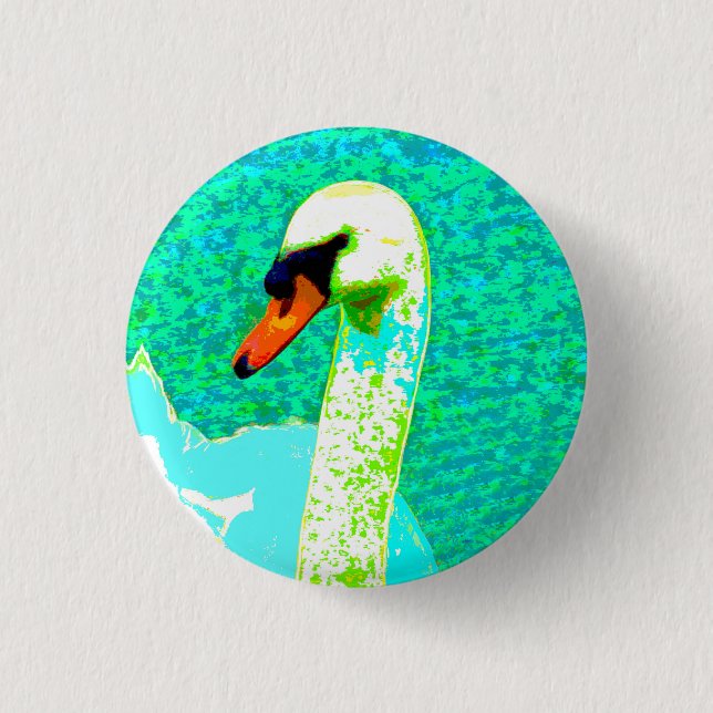 Majestic White Swan Head    3 Cm Round Badge (Front)