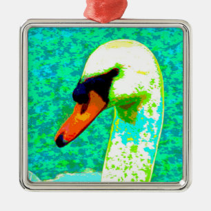 Majestic White Swan Head Metal Ornament