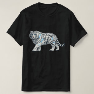 Majestic White Tiger Artistic Graphic Black T-Shir T-Shirt