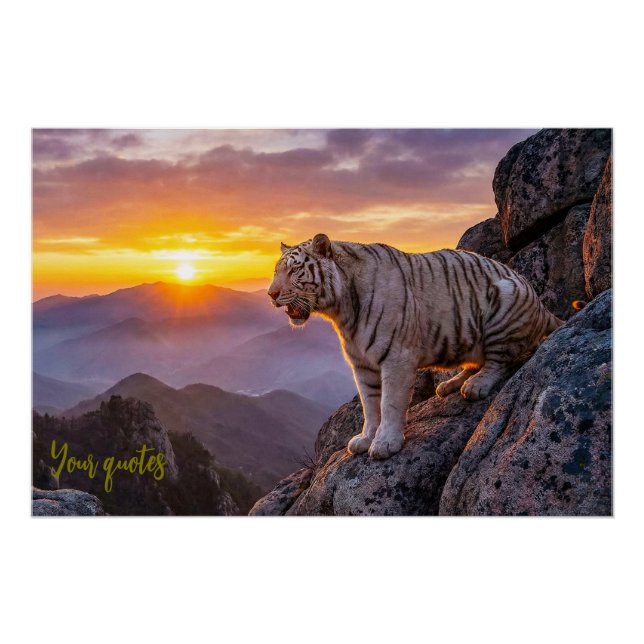 Majestic White Tiger Sunset  Poster (Front)