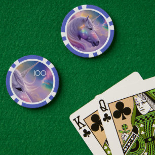 Majestic White Unicorn Rainbow Glitter Sparkles Poker Chips