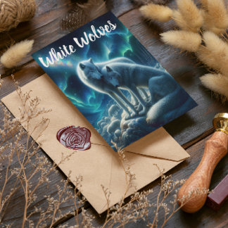 Majestic White Wolves Resting  Postcard